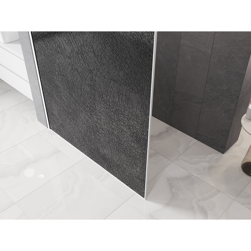 Mexen Kioto sprchová stěna Walk-in 90 x 200 cm, crackle grafit 12 mm, bílá - 800-090-101-20-44-X