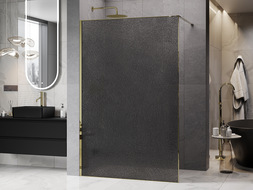 Mexen Kioto sprchová stěna Walk-in 150 x 200 cm, crackle grafit 12 mm, zlatá - 800-150-101-50-44-X