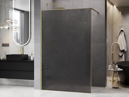 Mexen Kioto sprchová stěna Walk-in 80 x 200 cm, crackle grafit 12 mm, zlatá kartáčovaná - 800-080-101-55-44-X