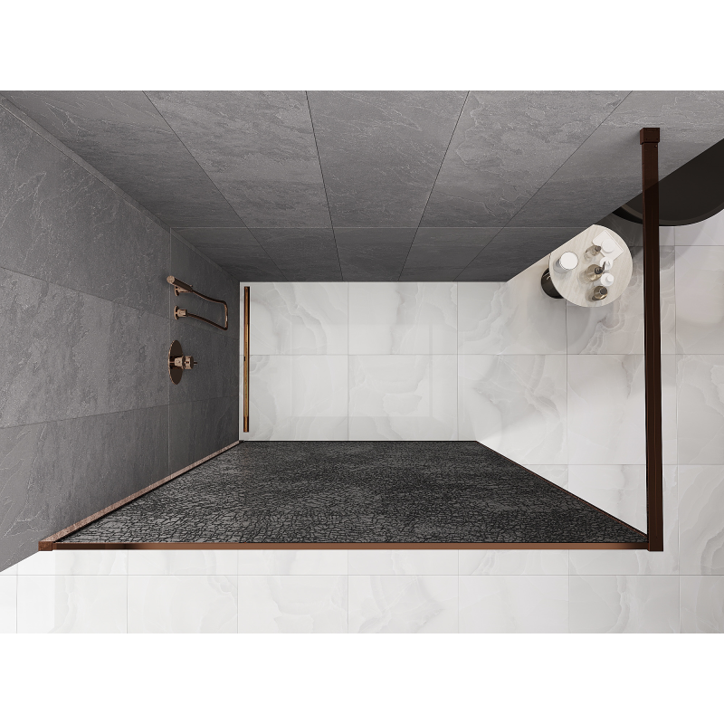 Mexen Kioto sprchová stěna Walk-in 120 x 200 cm, crackle grafit 12 mm, růžové zlato - 800-120-101-60-44-X