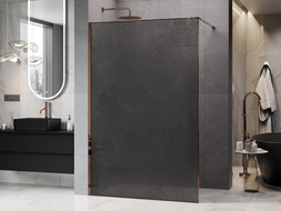 Mexen Kioto sprchová stěna Walk-in 150 x 200 cm, crackle grafit 12 mm, růžové zlato - 800-150-101-60-44-X