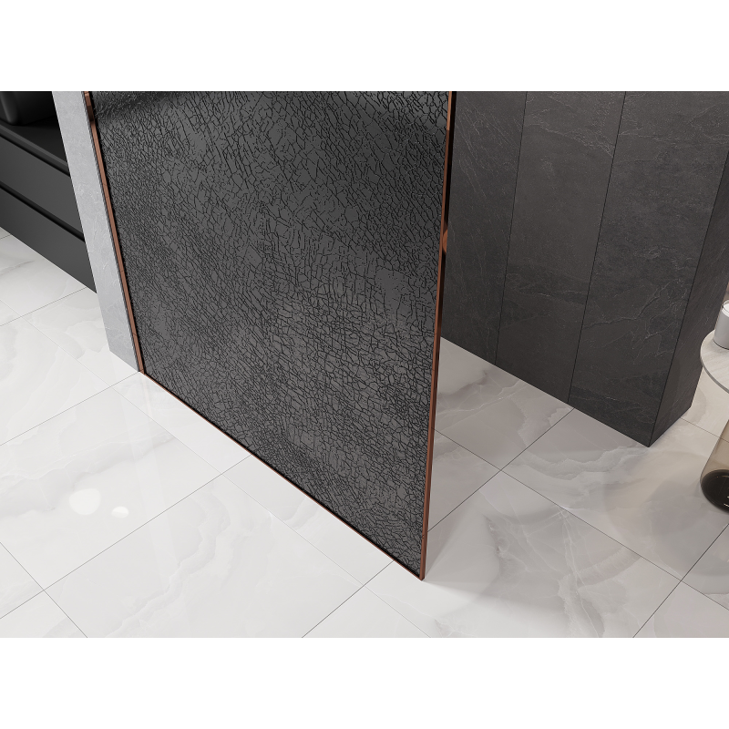 Mexen Kioto sprchová stěna Walk-in 90 x 200 cm, crackle grafit 12 mm, růžové zlato - 800-090-101-60-44-X