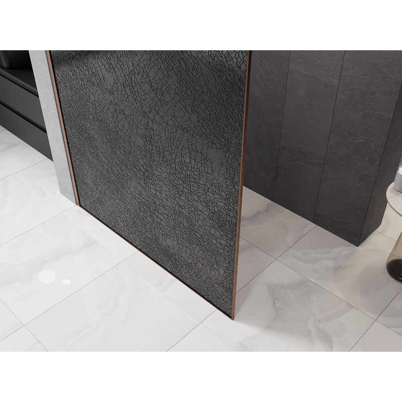Mexen Kioto sprchová zástěna Walk-in 90 x 200 cm, crackle grafit 12 mm, kartáčovaná měď - 800-090-101-65-44-X