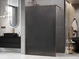 Mexen Kioto sprchová zástěna Walk-in 90 x 200 cm, crackle grafit 12 mm, kartáčovaná měď - 800-090-101-65-44-X