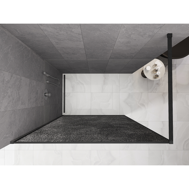 Mexen Kioto sprchová stěna Walk-in 120 x 200 cm, crackle grafit 12 mm, gun gray kartáčovaný - 800-120-101-66-44-X