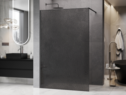 Mexen Kioto sprchová stěna Walk-in 70 x 200 cm, crackle grafit 12 mm, gun gray kartáčovaný - 800-070-101-66-44-X
