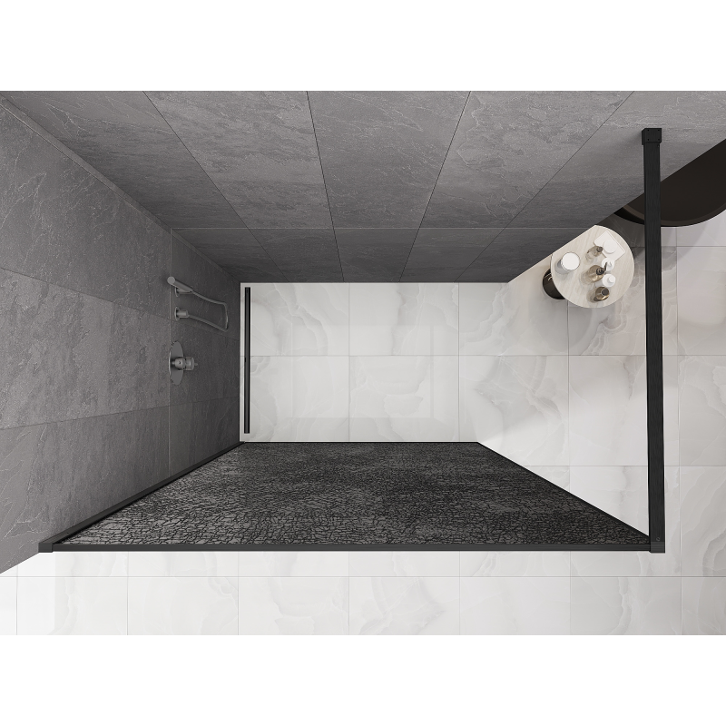 Mexen Kioto sprchová stěna Walk-in 80 x 200 cm, crackle grafit 12 mm, gun gray kartáčovaný - 800-080-101-66-44-X