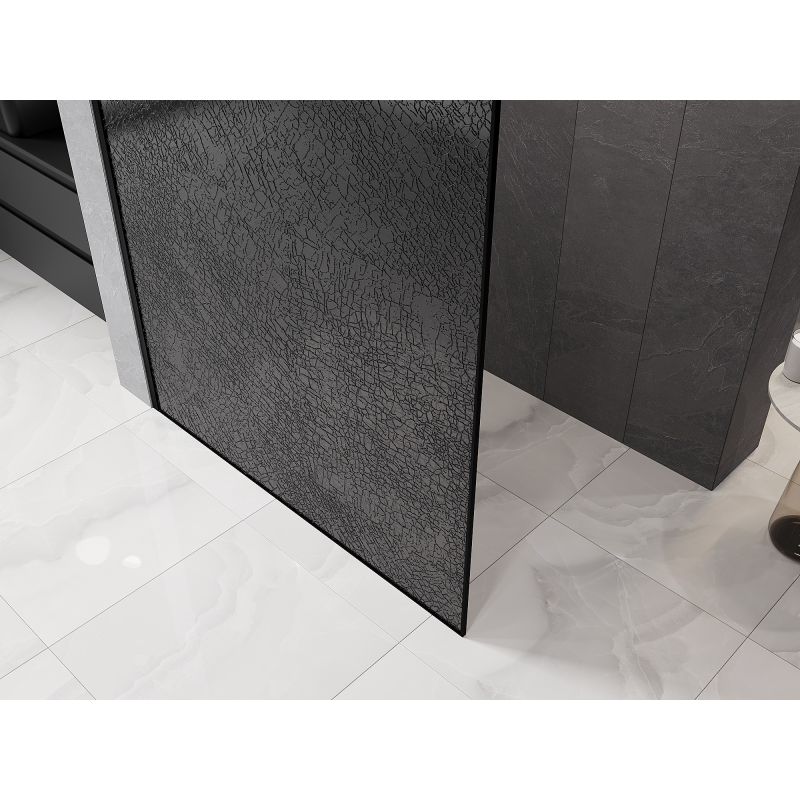 Mexen Kioto sprchová stěna Walk-in 70 x 200 cm, crackle grafit 12 mm, černá - 800-070-101-70-44-X
