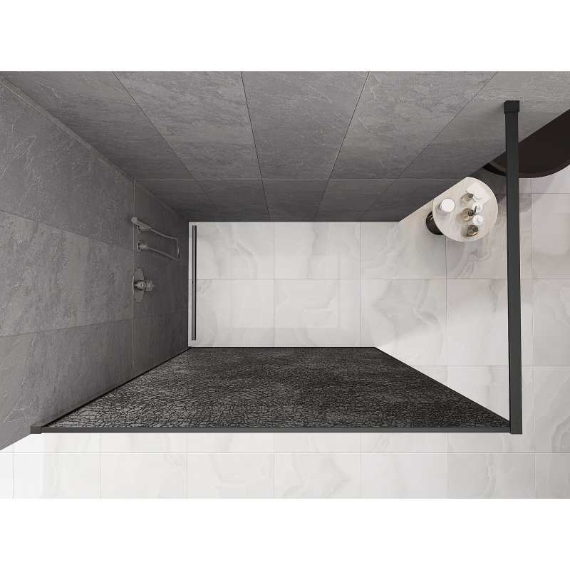 Mexen Kioto sprchová stěna Walk-in 160 x 200 cm, crackle grafit 12 mm, gun metal - 800-160-101-95-44-X