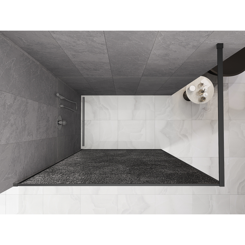 Mexen Kioto sprchová stěna Walk-in 80 x 200 cm, crackle grafit 12 mm, gun metal - 800-080-101-95-44-X