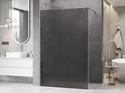 Mexen Kioto Sprchová stěna Walk-in 90 x 200 cm, kraklovaný grafit 12 mm, kartáčovaný nikl - 800-090-101-97-44-X