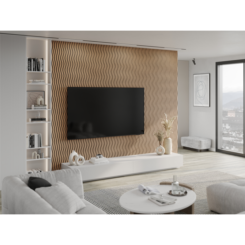 Mexen Lam-SF 01 akustické nástěnné lamely 280 x 30 cm, plsť 9 mm, technická dýha, bělený dub - S106-280-01-040