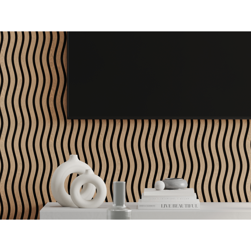 Mexen Lam-SF 01 akustické nástěnné lamely 280 x 30 cm, plsť 9 mm, technická dýha, bělený dub - S106-280-01-040