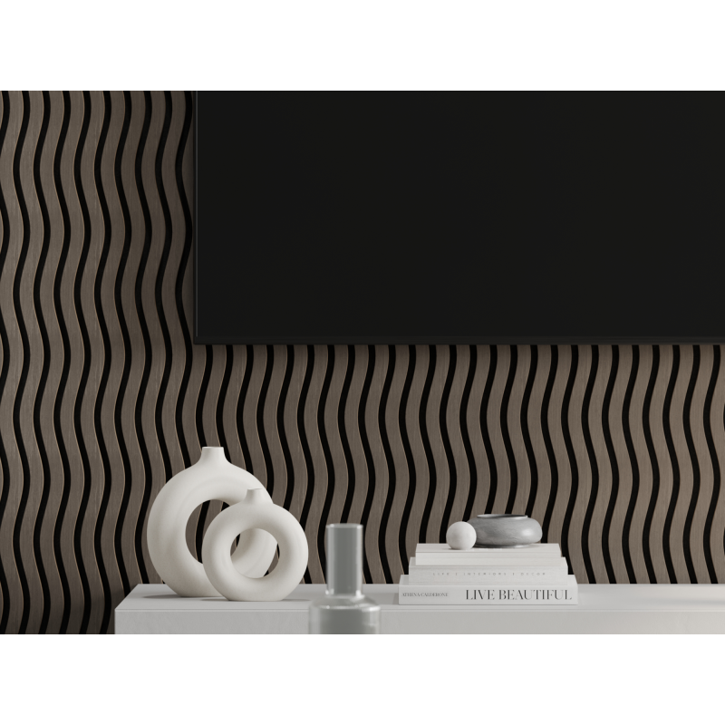 Mexen Lam-SF 01 akustické stěnové lamely 280 x 30 cm, filc 9 mm, technická dýha, Šedý Dub - S106-280-01-043