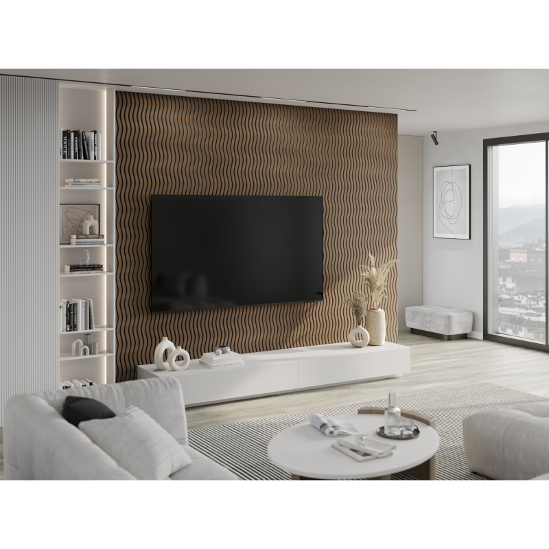Mexen Lam-SF 01 akustické nástěnné lamely 280 x 30 cm, plsť 9 mm, technická dýha, Tmavý Ořech - S106-280-01-044
