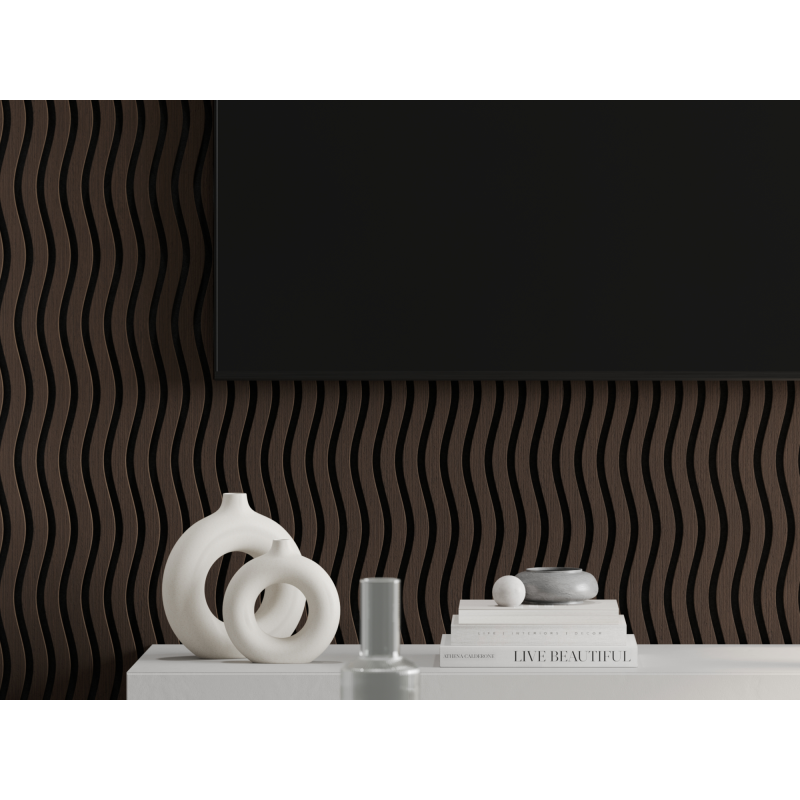 Mexen Lam-SF 01 akustické nástěnné lamely 280 x 30 cm, plsť 9 mm, technická dýha, Dub Mocca - S106-280-01-045