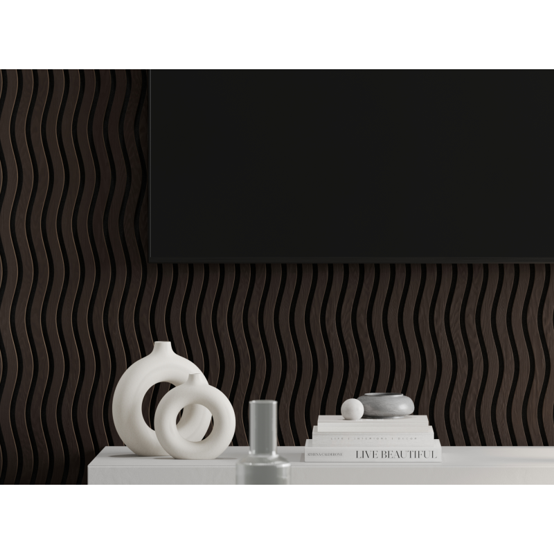 Mexen Lam-SF 01 akustické stěnové lamely 280 x 30 cm, plsť 9 mm, technická dýha, Černý Dub - S106-280-01-046