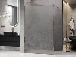 Mexen Kioto sprchová stěna Walk-in 160 x 200 cm, crackle transparentní 12 mm, zlatá - 800-160-101-50-04-X