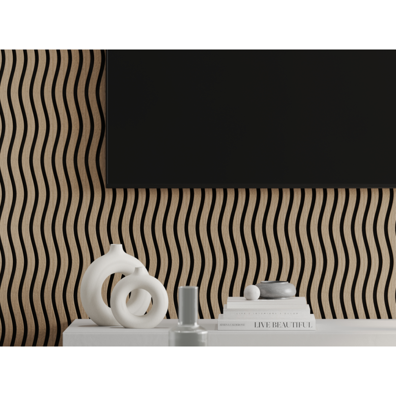 Mexen Lam-SF 01 akustické stěnové lamely 280 x 30 cm, plsť 9 mm, technická dýha, Světlý ořech - S106-280-01-047