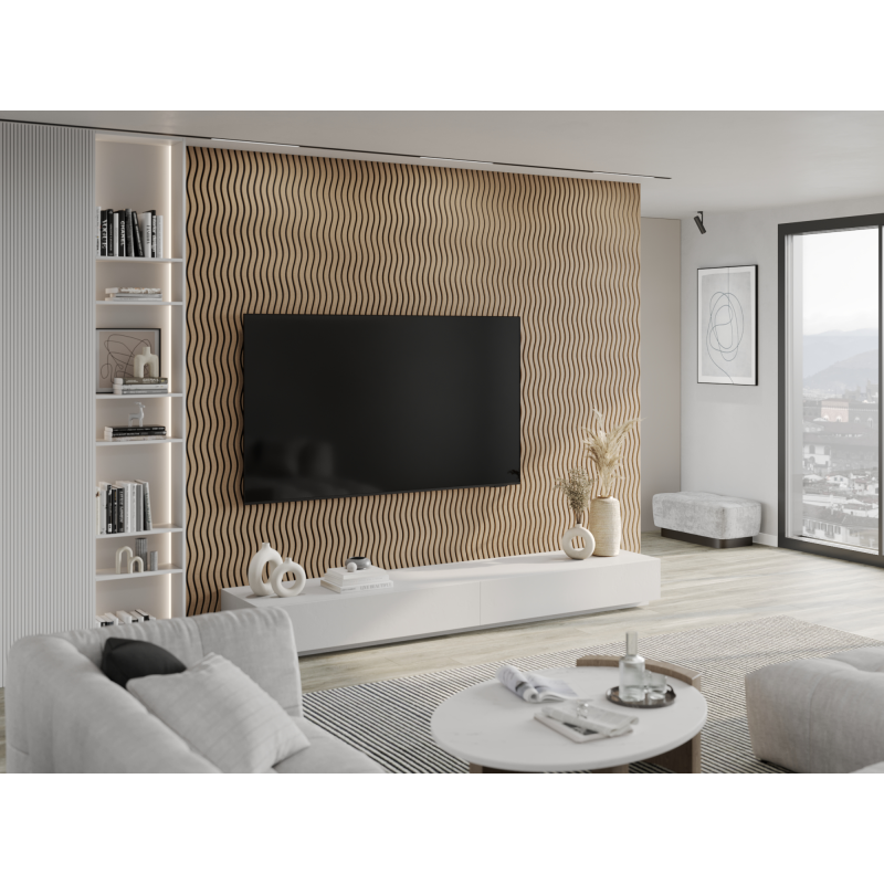 Mexen Lam-SF 01 akustické stěnové lamely 280 x 30 cm, plsť 9 mm, technická dýha, Světlý ořech - S106-280-01-047