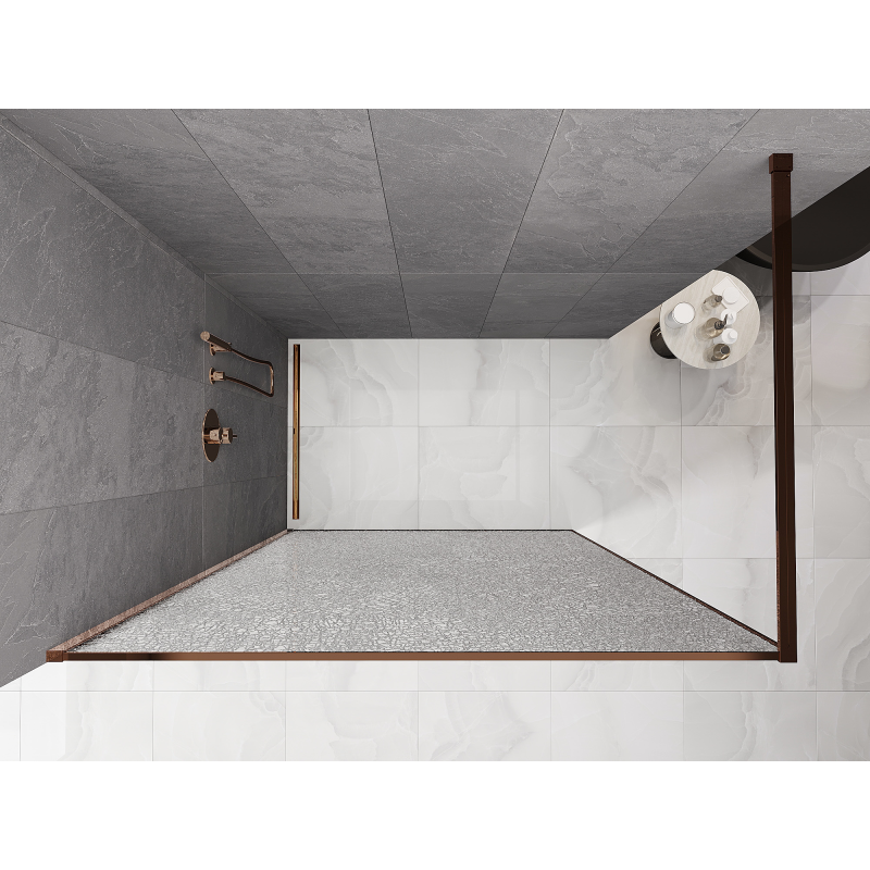 Mexen Kioto sprchová stěna Walk-in 100 x 200 cm, crackle transparentní 12 mm, růžové zlato - 800-100-101-60-04-X