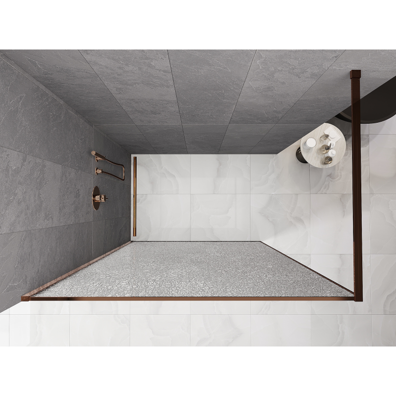 Mexen Kioto sprchová stěna Walk-in 120 x 200 cm, crackle transparent 12 mm, růžové zlato - 800-120-101-60-04-X