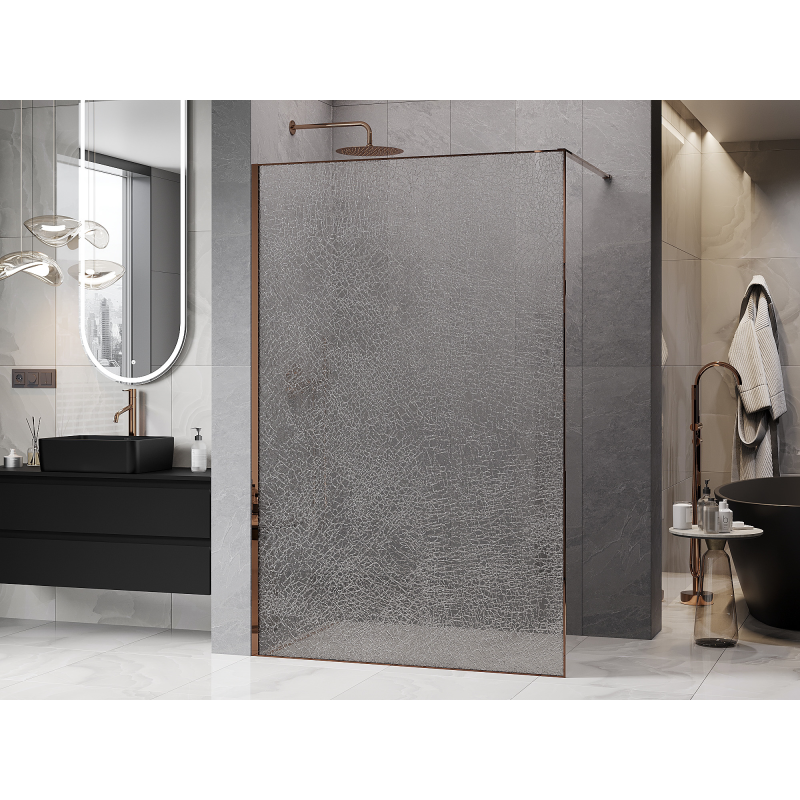 Mexen Kioto sprchová stěna Walk-in 160 x 200 cm, crackle transparent 12 mm, růžové zlato - 800-160-101-60-04-X