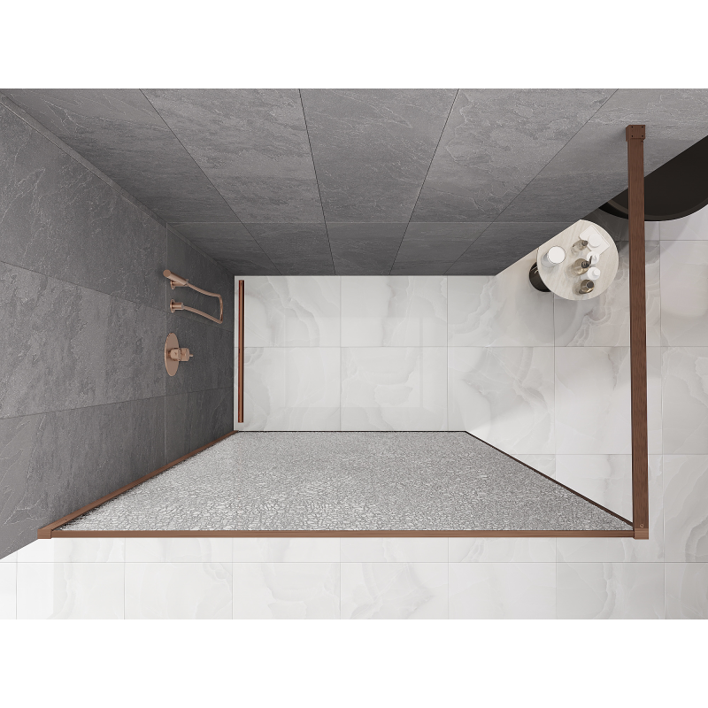 Mexen Kioto sprchová stěna Walk-in 80 x 200 cm, crackle transparent 12 mm, kartáčovaná měď - 800-080-101-65-04-X
