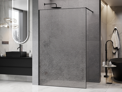 Mexen Kioto sprchová stěna Walk-in 100 x 200 cm, crackle transparent 12 mm, černá - 800-100-101-70-04-X