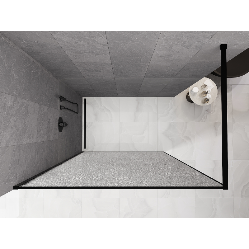 Mexen Kioto sprchová stěna Walk-in 100 x 200 cm, crackle transparent 12 mm, černá - 800-100-101-70-04-X