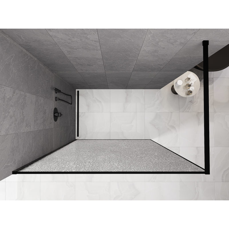 Mexen Kioto sprchová stěna Walk-in 130 x 200 cm, crackle transparentní 12 mm, černá - 800-130-101-70-04-X