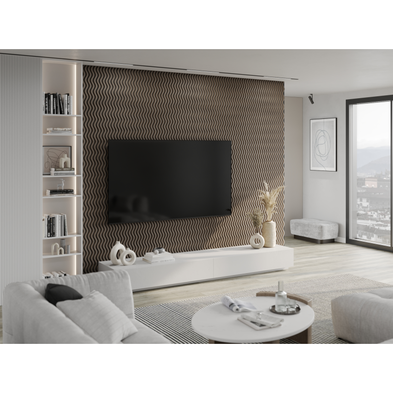 Mexen Lam-SF 02 akustické nástěnné lamely 280 x 30 cm, plsť 9 mm, technická dýha, Šedý Dub - S106-280-02-043