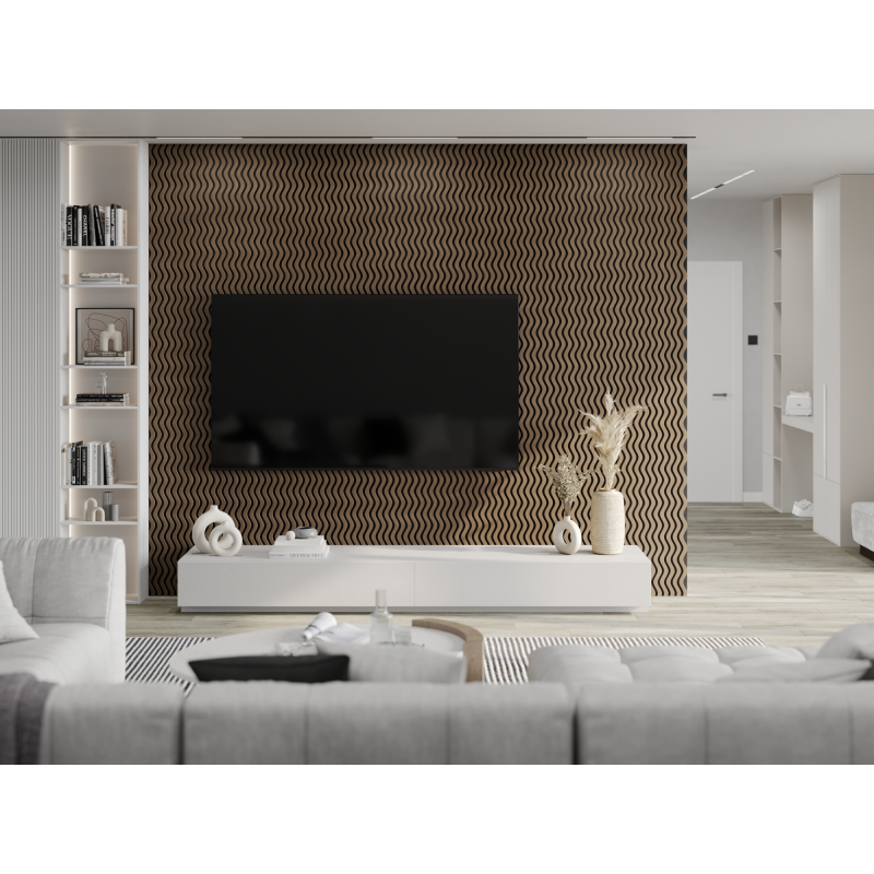 Mexen Lam-SF 02 akustické stěnové lamely 280 x 30 cm, plstěné 9 mm, technická dýha, Tmavý Ořech - S106-280-02-044