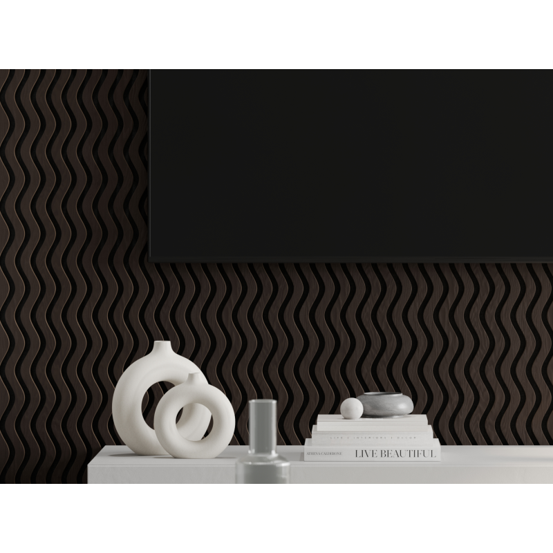 Mexen Lam-SF 02 akustické nástěnné lamely 280 x 30 cm, plsť 9 mm, technická dýha, Černý Dub - S106-280-02-046
