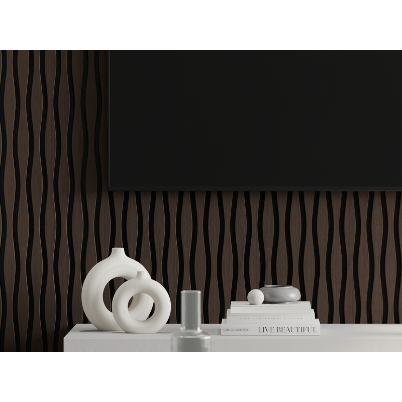 Mexen Lam-SF 01 Lam-SF 26 akustické stěnové lamely 280 x 30 cm, plsť 9 mm, technická dýha, Dub Mocca - S106-280-26-045