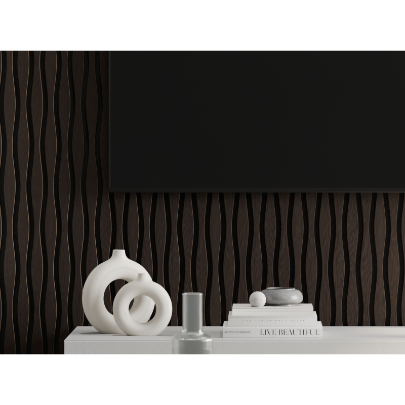 Mexen Lam-SF 01 Lam-SF 26 akustické stěnové lamely, 280 x 30 cm, 9 mm plsť, technická dýha, Černý Dub - S106-280-26-046