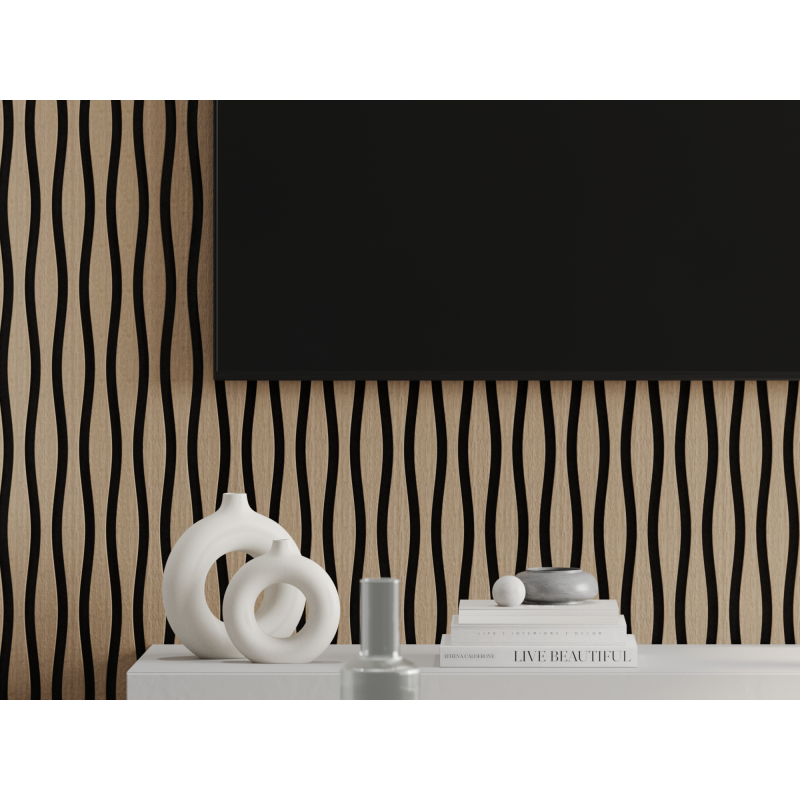 Mexen Lam-SF 01 Lam-SF 26 dřevěné lamely akustické 280 x 30 cm, filc 9 mm, technická dýha, Světlý Ořech
