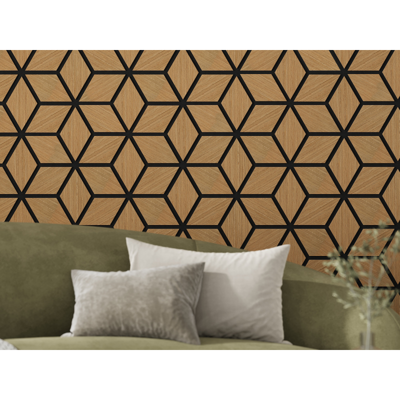 Mexen Form 02 akustický nástěnný panel 81 x 66 cm (4 ks), plsť 9 mm, technická dýha, Dub Classic - S111-81667-02-041