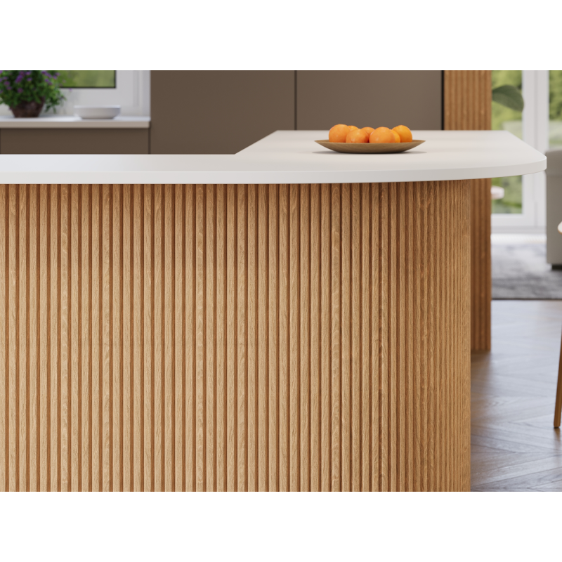 Mexen Ovalo 02 lamely stěnové rýhované elastické 280 x 36 cm, technická dýha, Bělený Dub - S130-280-02-040