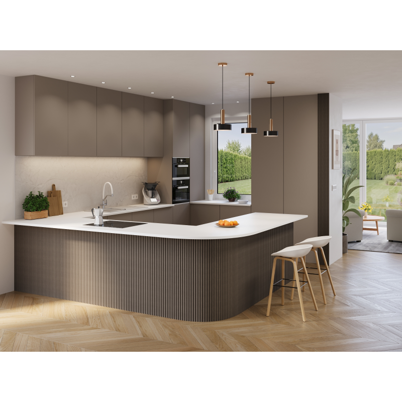 Mexen Ovalo 02 stěnové lamely rýhované elastické 280 x 36 cm, technická dýha, Šedý Dub - S130-280-02-043
