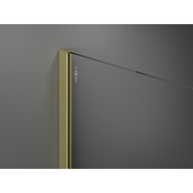Mexen Kioto sprchová zástěna Walk-in 90 x 200 cm, bronz 8 mm, zlatá kartáčovaná - 800-090-101-55-32