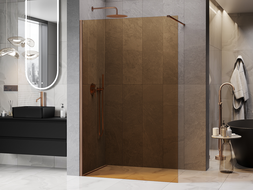 Mexen Kioto sprchová zástěna Walk-in 140 x 200 cm, bronz 8 mm, matná měď - 800-140-101-65-32