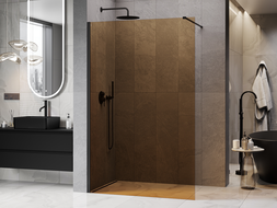 Mexen Kioto sprchová stěna Walk-in 110 x 200 cm, bronz 8 mm, černá - 800-110-101-70-32