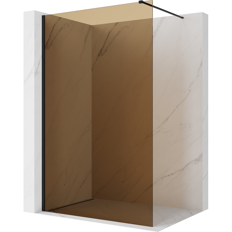Mexen Kioto sprchová stěna Walk-in 130 x 200 cm, bronz 8 mm, černá - 800-130-101-70-32