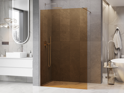 Mexen Kioto sprchová stěna Walk-in 100 x 200 cm, bronz 8 mm, kartáčovaný nikl - 800-100-101-97-32