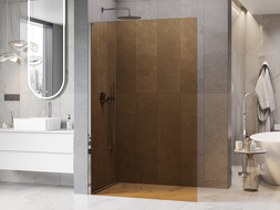 Mexen Kioto L sprchová stěna Walk-in 110 x 200 cm, hnědá, chrom - 800-110-103-01-32