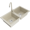 Mexen Mario dřez granitový 2-komorový s kuchyňskou baterií Telma, béžový - 6504-69-670200-69