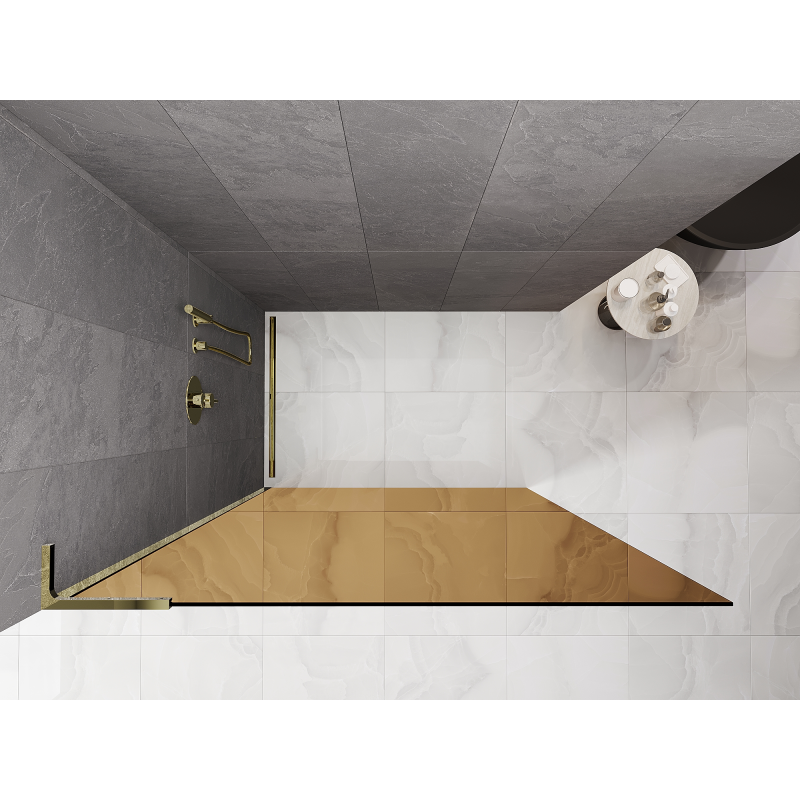Mexen Kioto L sprchová stěna Walk-in 90 x 200 cm, bronzová, zlatá - 800-090-103-50-32