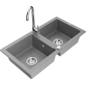 Mexen Mario dřez granitový 2-komorový s kuchyňskou baterií Telma, šedý - 6504-71-670200-00