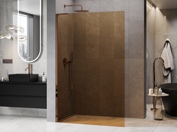 Mexen Kioto L sprchová stěna Walk-in 70 x 200 cm, bronz, růžové zlato - 800-070-103-60-32